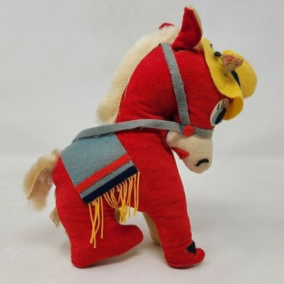 VINTAGE KNOTTS BERRY FARM RED HORSE HAT JAPAN MADE THEME PARK PRIZE PLUSH 7" - Picture 6 of 11